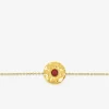 Bracelet acier doré et rubis synthétique, chaine forçat SO OR