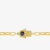 Bracelet acier doré motif main de Fatma et lapis-lazuli bleu SO OR