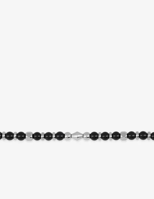 Bracelet acier et agate noire SO OR