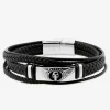 Bracelet acier et matière synthétique tressée motif tête de mort SO OR