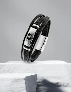 Bracelet acier et matière synthétique tressée motif tête de mort SO OR