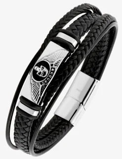 Bracelet acier et matière synthétique tressée motif tête de mort SO OR
