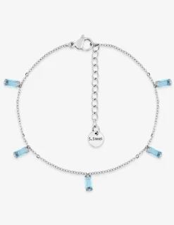 Bracelet acier et oxydes de zirconium bleus rectangles SO OR