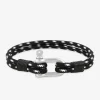 Bracelet acier gris en cordon noir avec fermoir vis SO OR