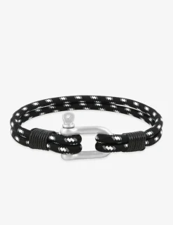 Bracelet acier gris en cordon noir avec fermoir vis SO OR