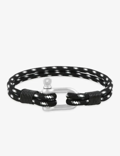 Bracelet acier gris en cordon noir avec fermoir vis SO OR