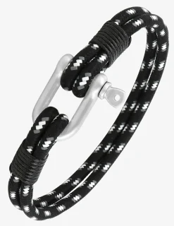 Bracelet acier gris en cordon noir avec fermoir vis SO OR