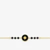 Bracelet acier jaune jeton étoile et agate noire SO OR