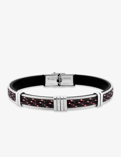 Bracelet acier rigide et cuir synthétique SO OR