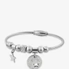 Bracelet acier rigide, jonc avec breloques et cristaux synthétiques SO OR