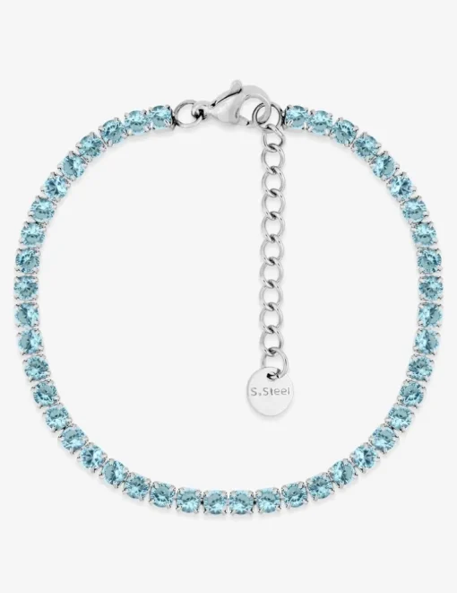 Bracelet acier souple oxyde bleu serti griffes SO OR