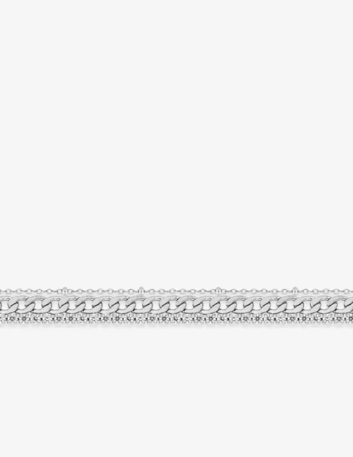 Bracelet acier tendance souple multirangs et oxydes de zirconium SO OR