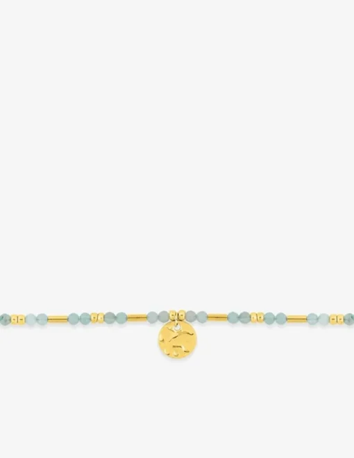 Bracelet amazonite, boules de verre et acier doré SO OR