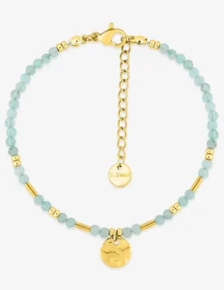 Bracelet amazonite, boules de verre et acier doré SO OR