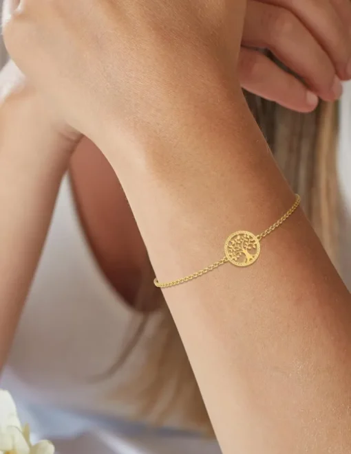 Bracelet arbre de vie liseré fantaisie plaqué or SO OR