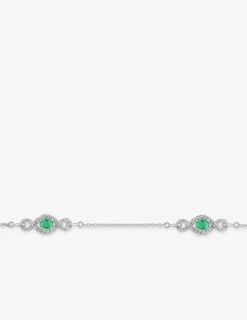 Bracelet argent 925 ‰ rhodié avec oxydes de zirconium verts et blancs SO OR