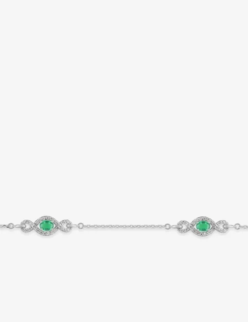 Bracelet argent 925 ‰ rhodié avec oxydes de zirconium verts et blancs SO OR