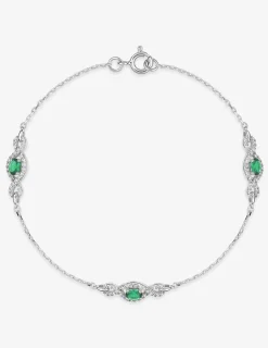 Bracelet argent 925 ‰ rhodié avec oxydes de zirconium verts et blancs SO OR