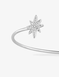 Bracelet argent 925 ‰ rhodié jonc ouvert avec oxydes de zirconium en étoile SO OR