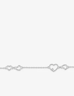 Bracelet argent 925 ‰ souple avec oxyde de zirconium coeur SO OR