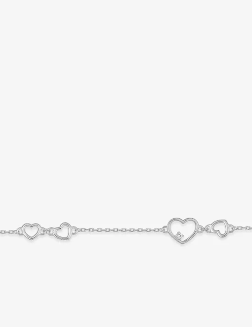 Bracelet argent 925 ‰ souple avec oxyde de zirconium coeur SO OR