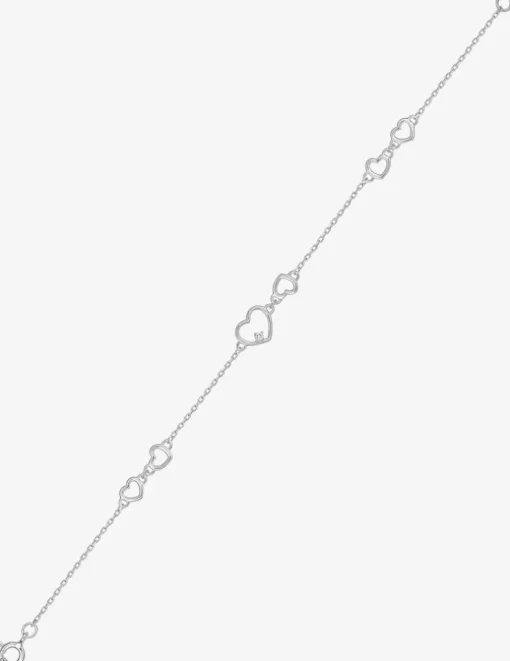 Bracelet argent 925 ‰ souple avec oxyde de zirconium coeur SO OR