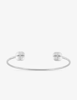 Bracelet argent 925‰ jonc rigide ouvrant détail trèfle SO OR