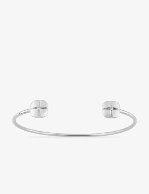 Bracelet argent 925‰ jonc rigide ouvrant détail trèfle SO OR