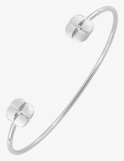 Bracelet argent 925‰ jonc rigide ouvrant détail trèfle SO OR