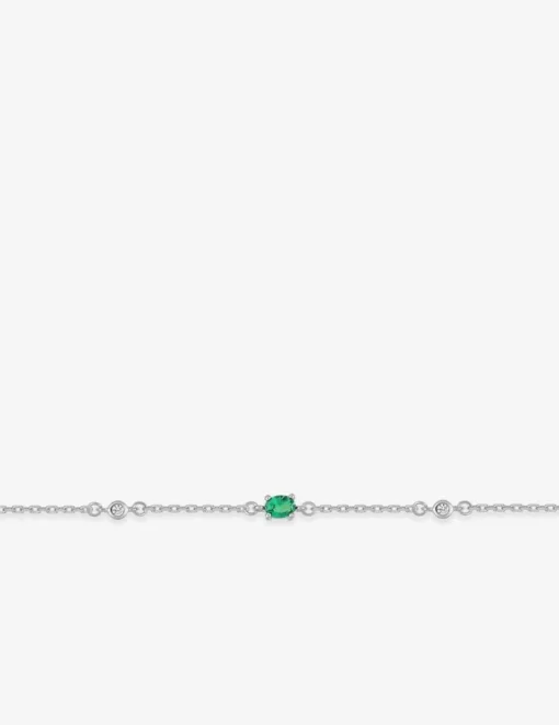 Bracelet argent 925‰ rhodié et oxydes de zirconium verts sertis griffes SO OR