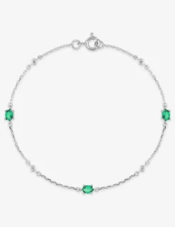 Bracelet argent 925‰ rhodié et oxydes de zirconium verts sertis griffes SO OR