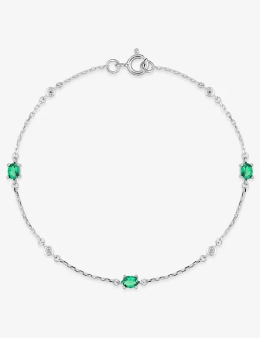 Bracelet argent 925‰ rhodié et oxydes de zirconium verts sertis griffes SO OR