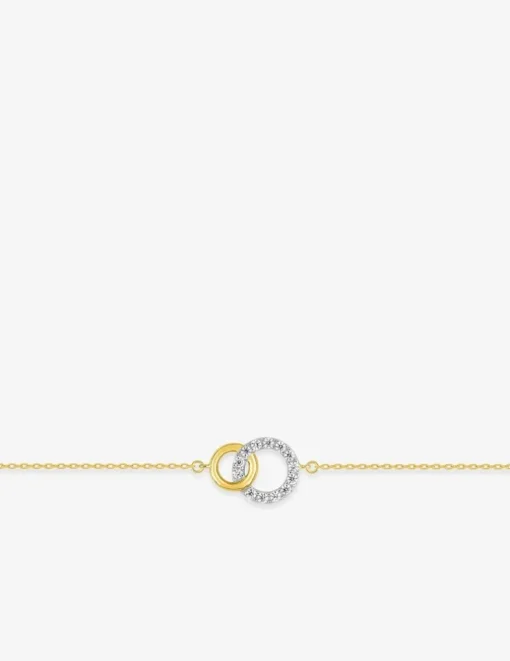 Bracelet bicolore cercle or 375‰ et oxyde de zirconium SO OR