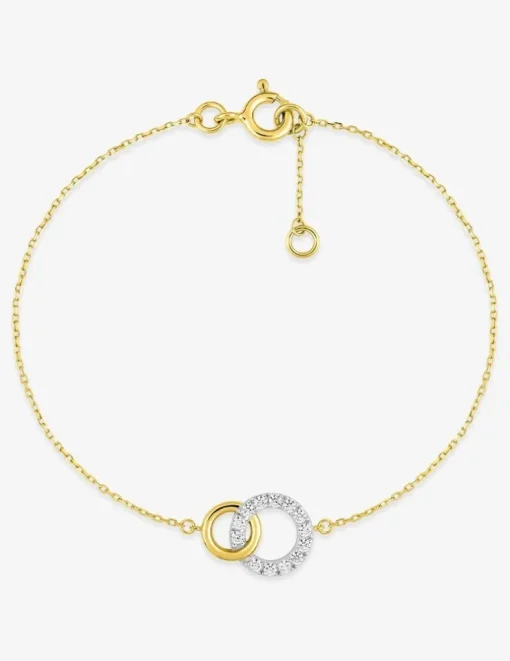 Bracelet bicolore cercle or 375‰ et oxyde de zirconium SO OR