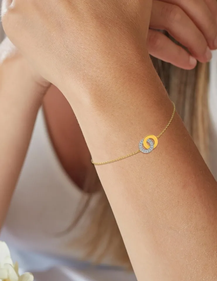 Bracelet bicolore cercle or 375‰ et oxyde de zirconium SO OR