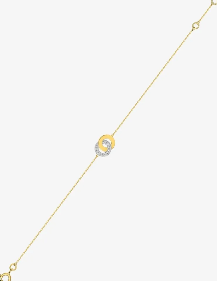 Bracelet bicolore cercle or 375‰ et oxyde de zirconium SO OR