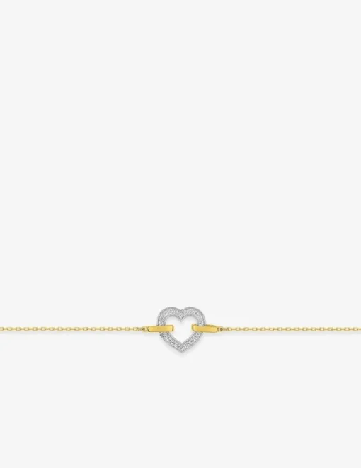 Bracelet bicolore cœur en or jaune 375‰ et oxyde de zirconium SO OR