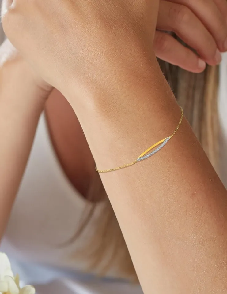 Bracelet bicolore en or 375‰ et oxyde de zirconium SO OR