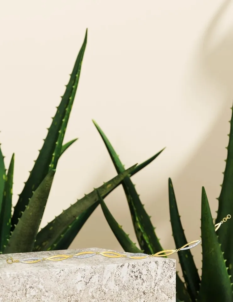 Bracelet bicolore en or 375‰ et oxyde de zirconium SO OR