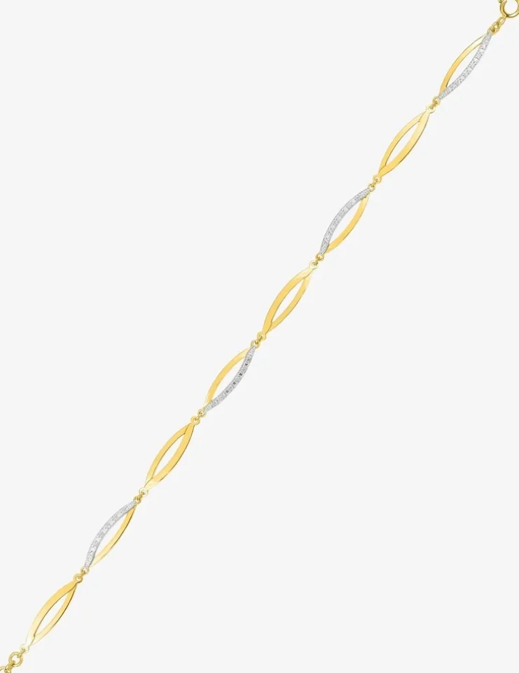 Bracelet bicolore en or 375‰ et oxyde de zirconium SO OR