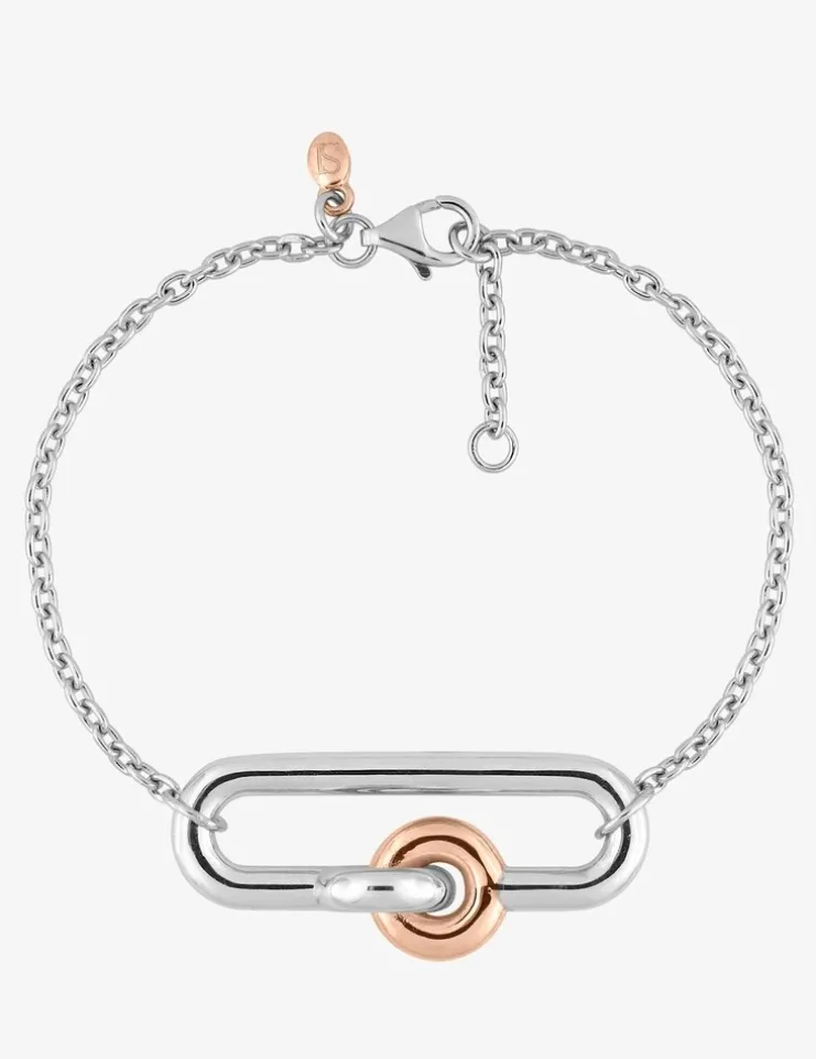 Bracelet bicolore maillon fantaisie argent 925 ‰ SO OR