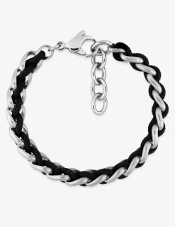 Bracelet Bracelet acier gris et nylon noir SO OR