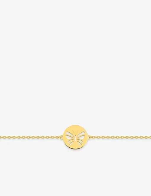 Bracelet Bracelet chaine en plaqué or avec médaillon découpes papillon SO OR