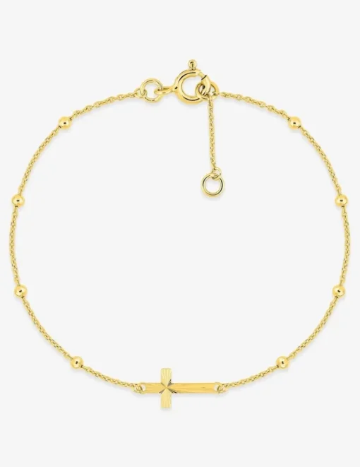 Bracelet Bracelet en or jaune 750‰ chaine souple boules et croix SO OR