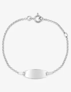 Bracelet Bracelet or blanc 375‰ identité plaque gravable ovale SO OR