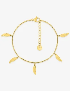 Bracelet breloques plume acier doré SO OR