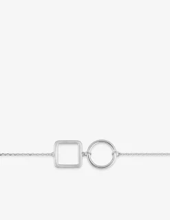 Bracelet carré et cercle argent 925‰ rhodié SO OR