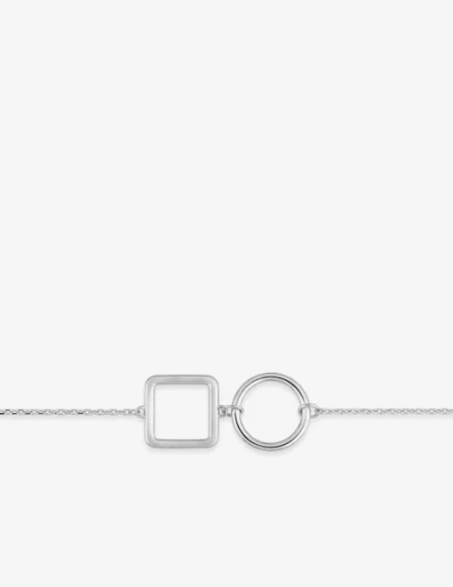 Bracelet carré et cercle argent 925‰ rhodié SO OR