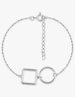Bracelet carré et cercle argent 925‰ rhodié SO OR