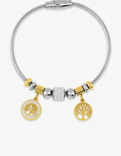 Bracelet câble acier bicolore et motifs SO OR